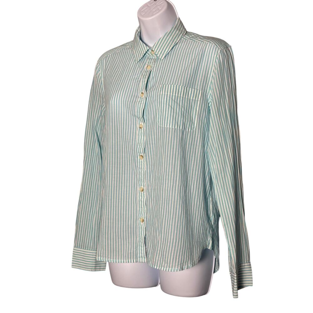 American Eagle Women Small Blue White Striped Cotton Button Down Shirt NWT
